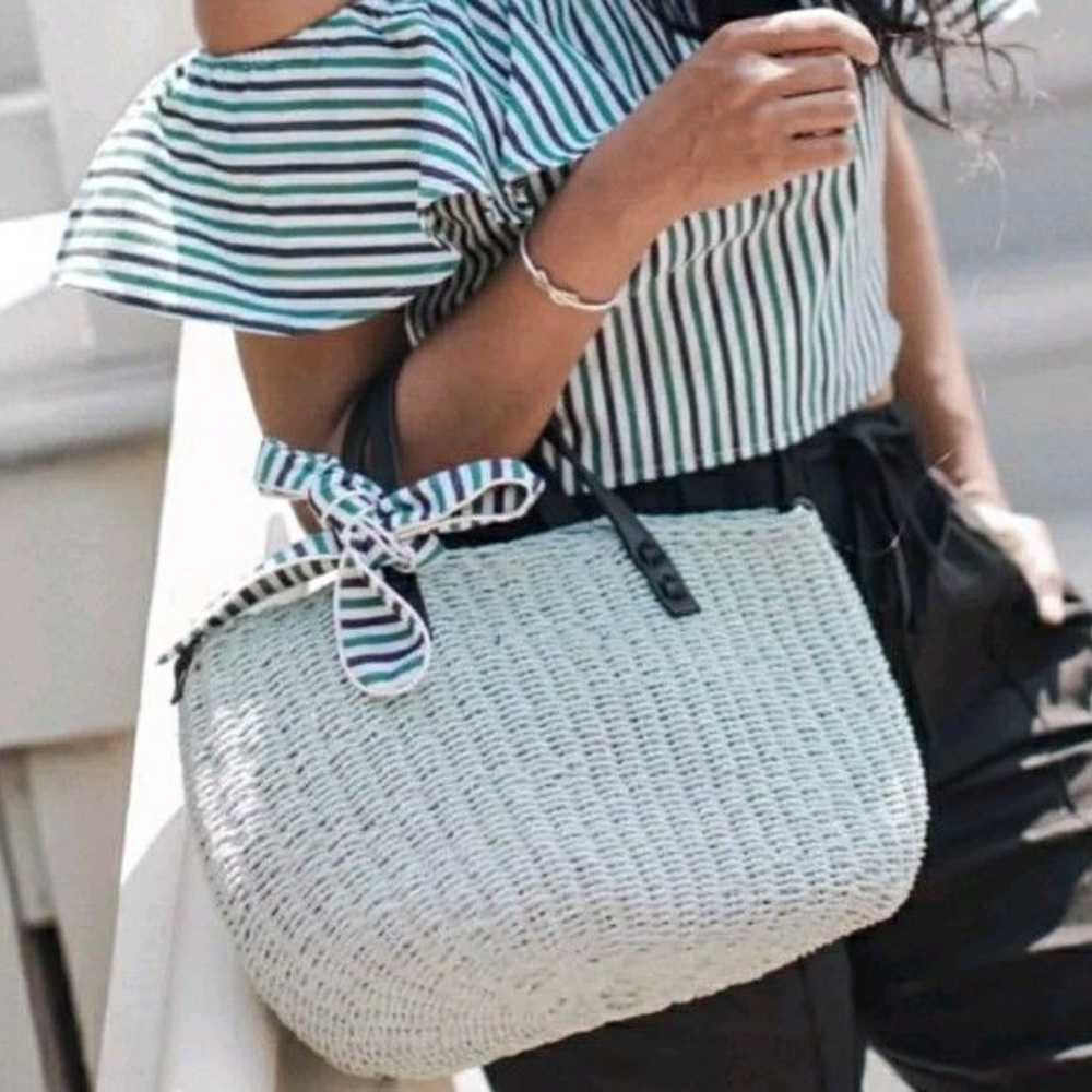 Zara NWT Mint Braided Mini Tote Bag - Picture 4 of 7